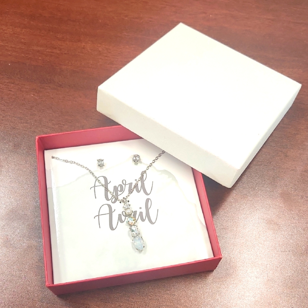 April Birthstone Silver Necklace Box Set